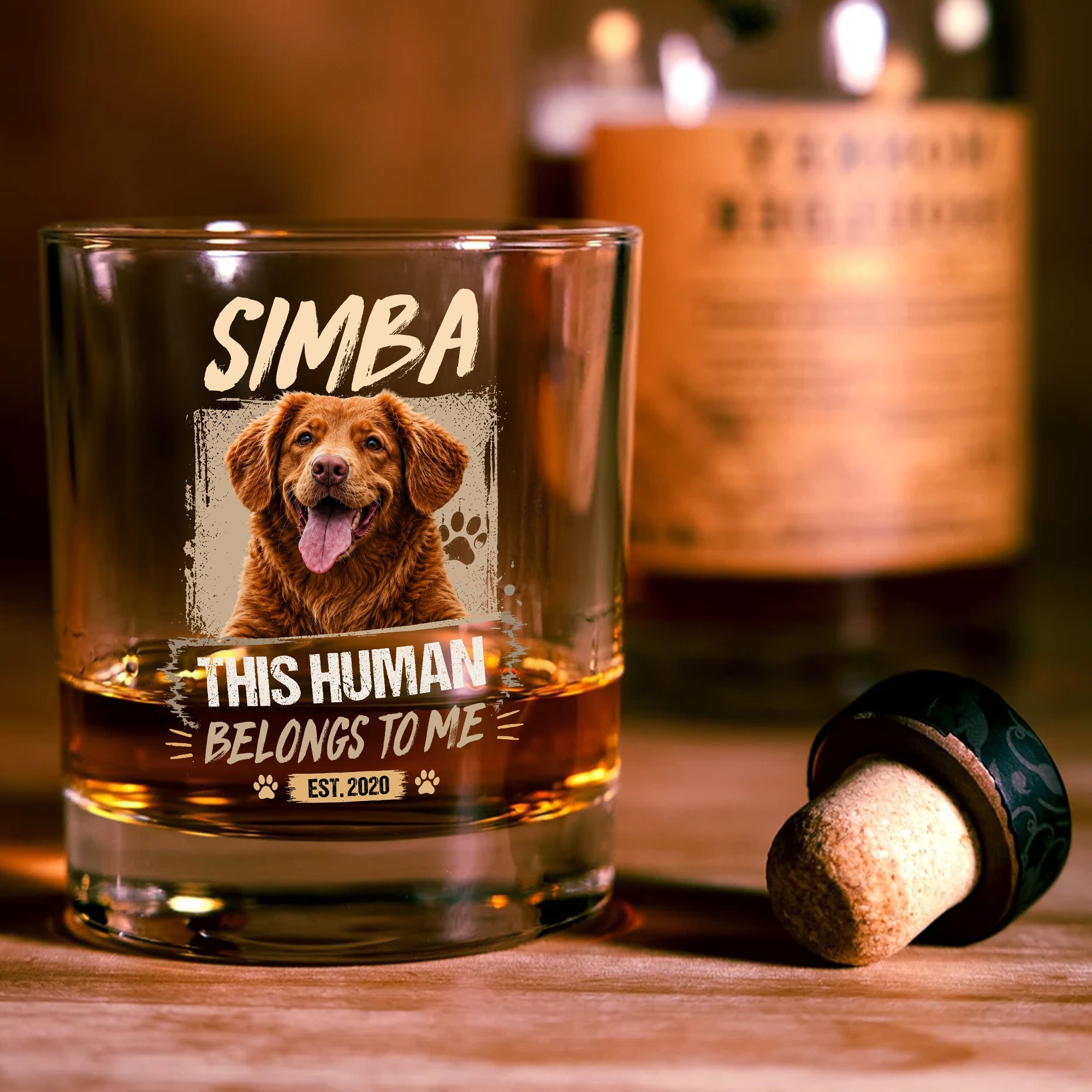 Custom Dog Cat Photo This Human Belong To Us Whiskey Glass HO82 902710