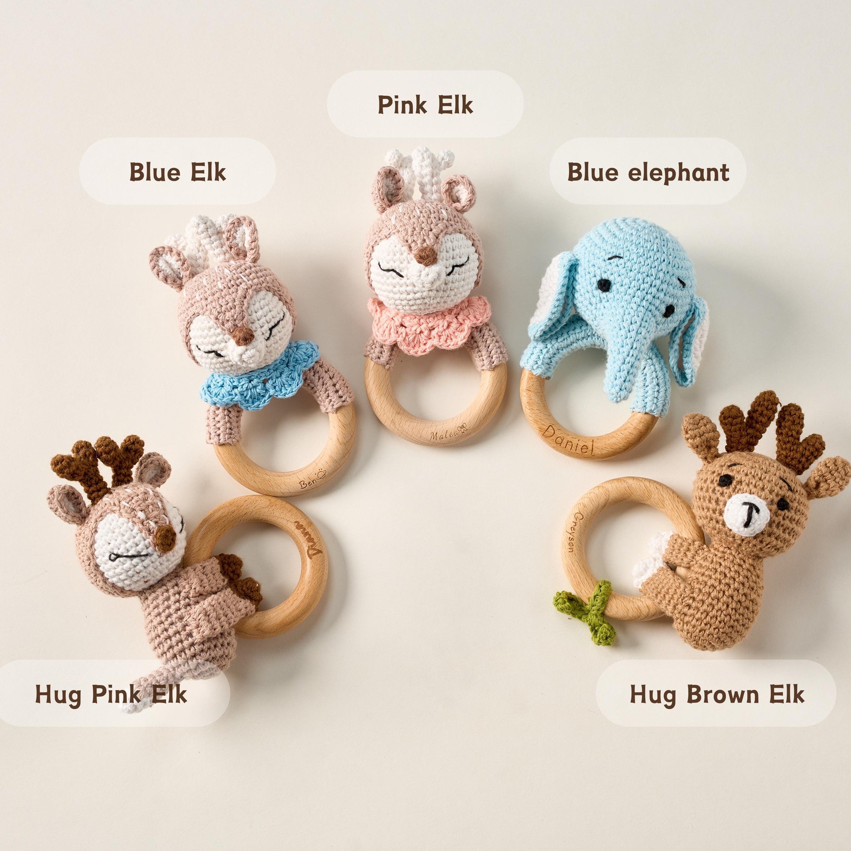 Custom Cute Bear Crochet Baby Rattle Toy with Name - Newborn Gift, Baby Shower Gift LM32 669453