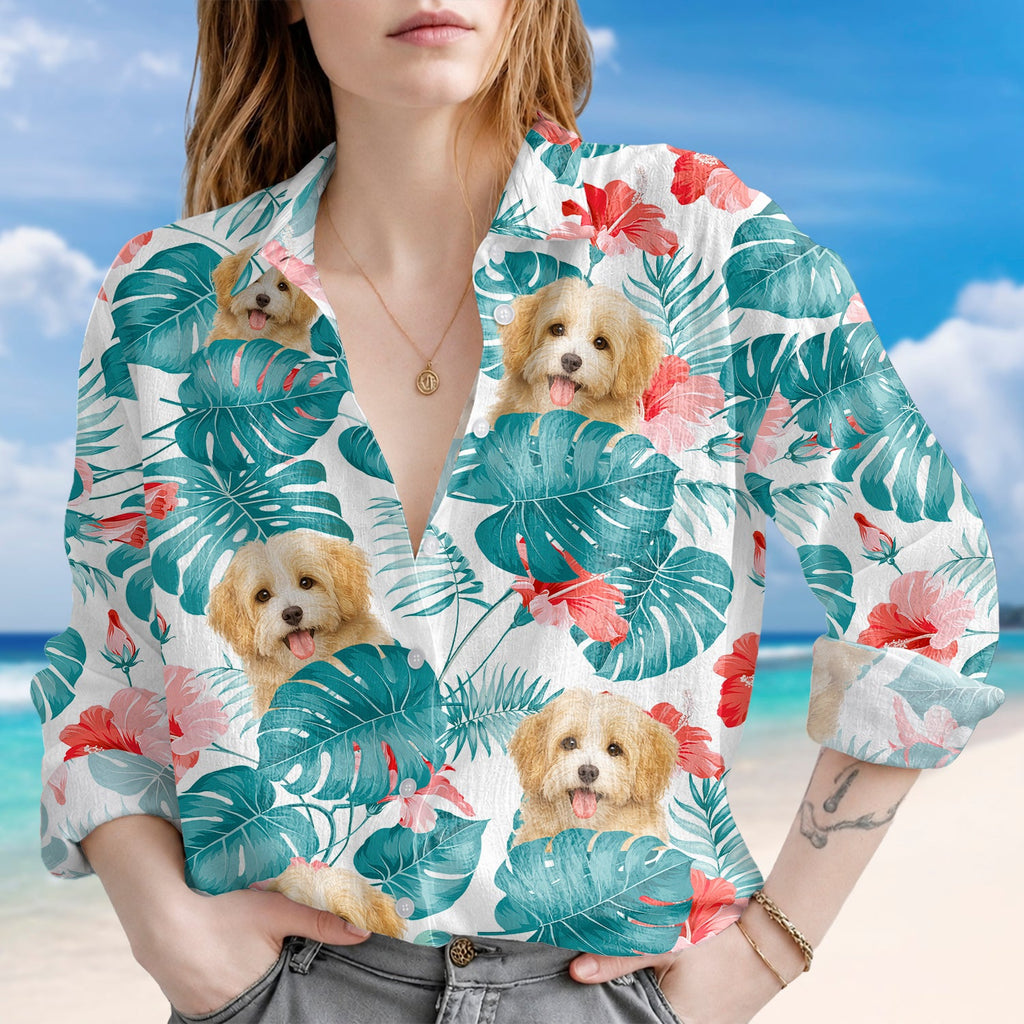 Custom Pet Photo Tropical Blouse Shirt Pet Lover Summer Gift TH10 170161