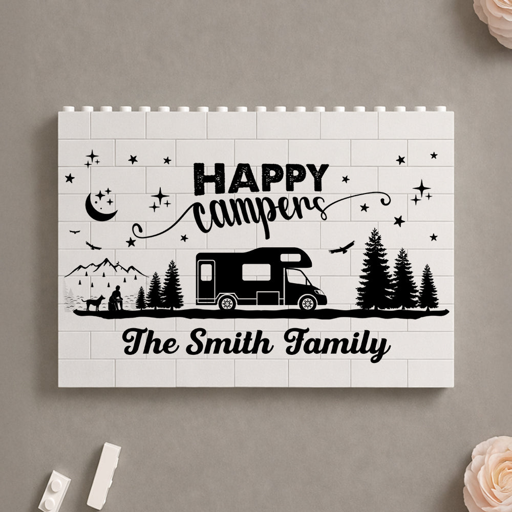 Custom Happy Campers Building Block Plaque - Personalized Camping Gift For Families TH10 170467