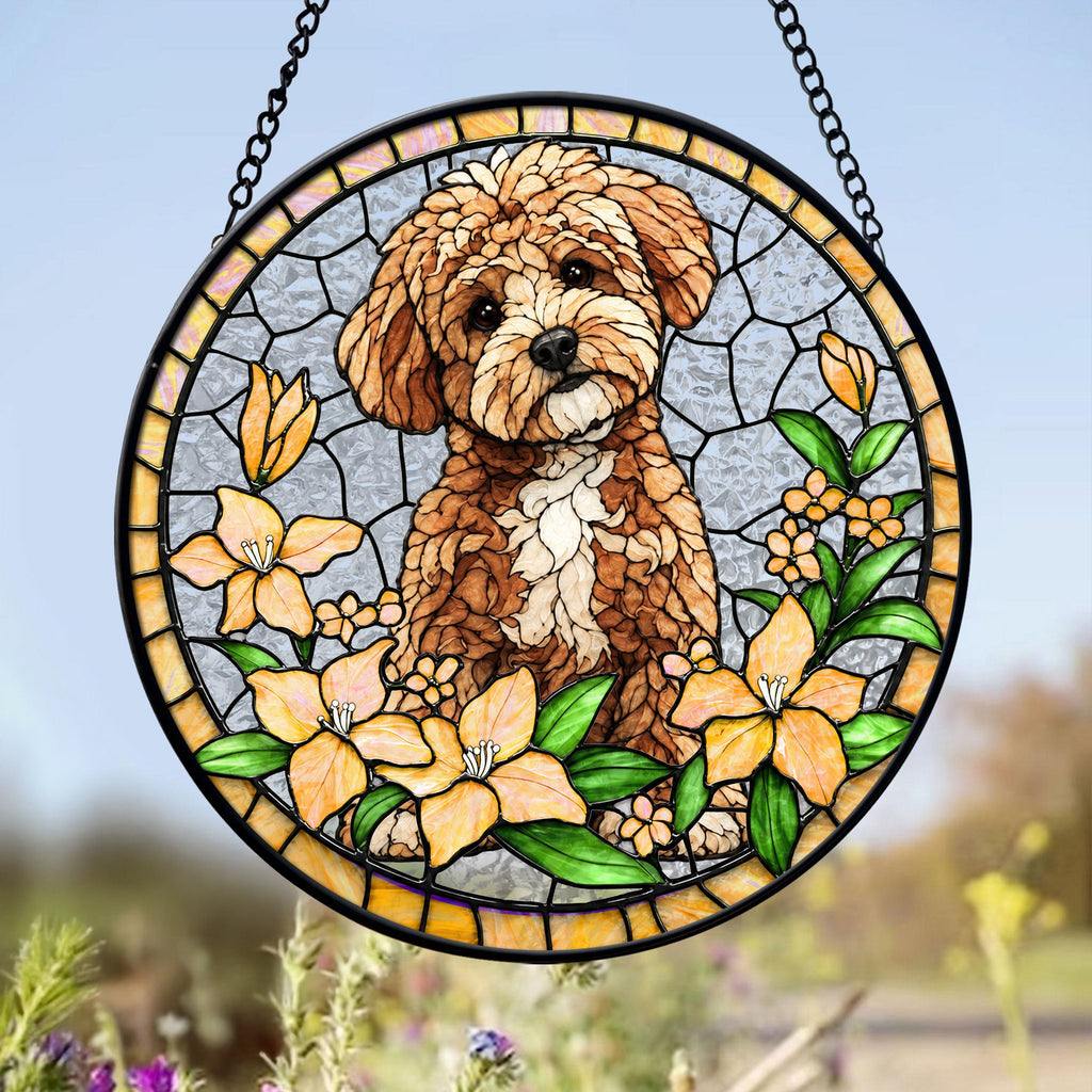 Custom Dog Cat Portrait Photo Stained Glass Suncatcher, Pet Memorial Gift LM32 669525