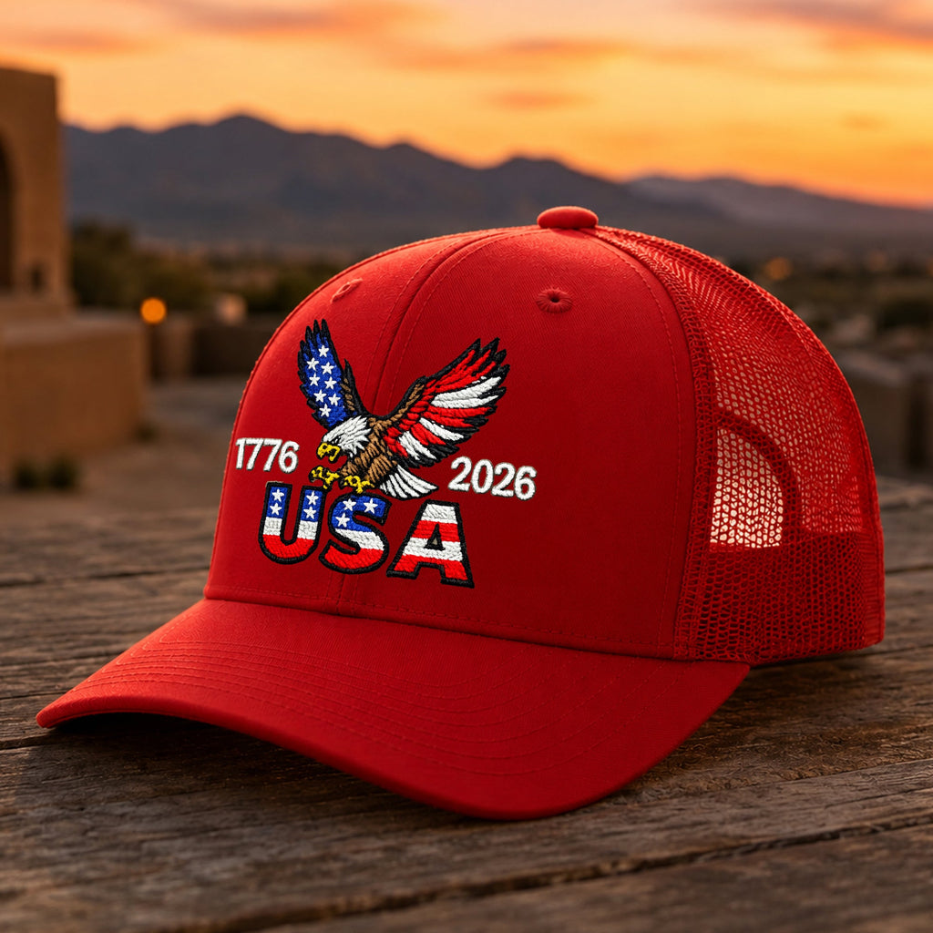 250 Years USA Patriotic 1776-2026 Embroidered Trucker Hat HO82 902876