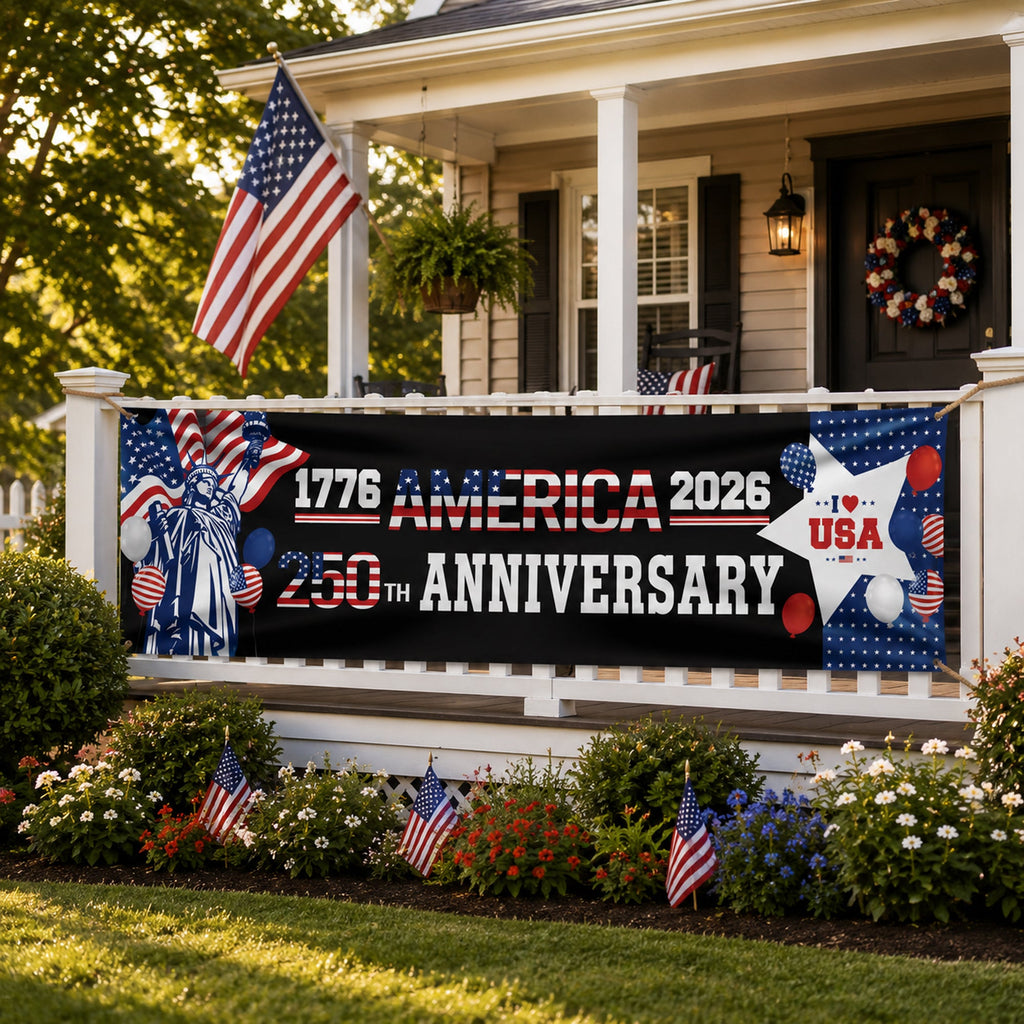 American 1776-2026 The Statue of Liberty Balloons 250th Anniversary Patriotic Party Banner HO82 902778