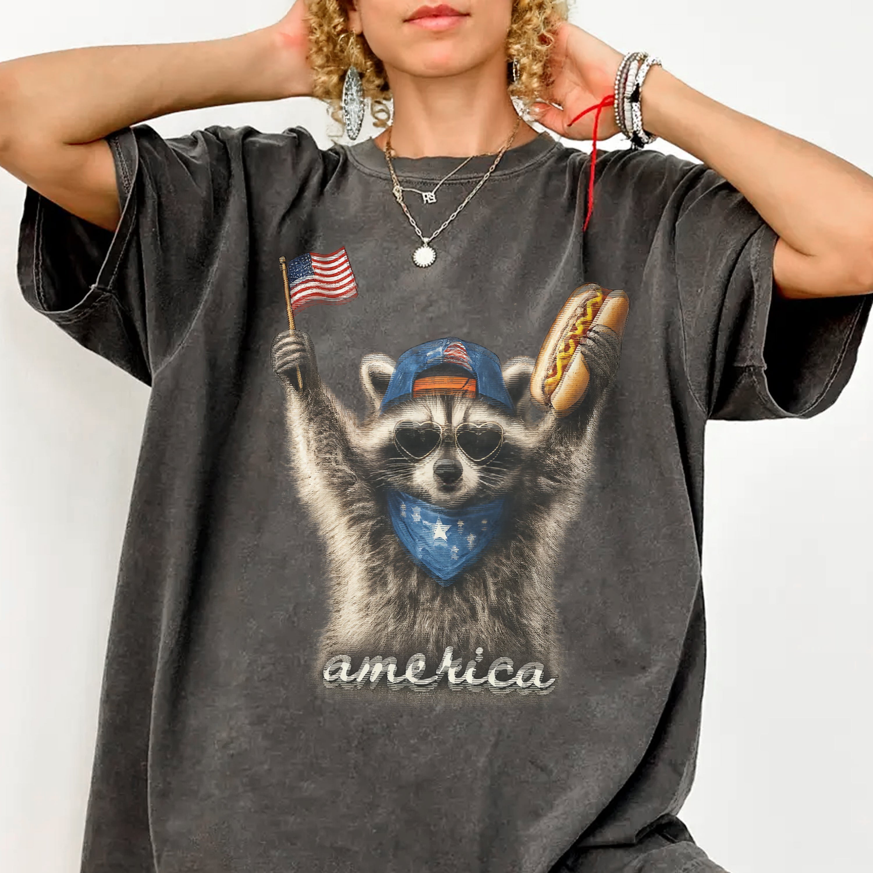 Feral & Free Racoon , 4th of July , USA Independence Day Comfort Shirt TH10 170095