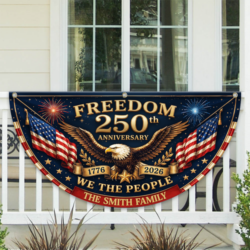 Freedom 250th Anniversary Non-Pleated Fan Flag, USA 1776-2026 Patriotic Decor LM32 669257