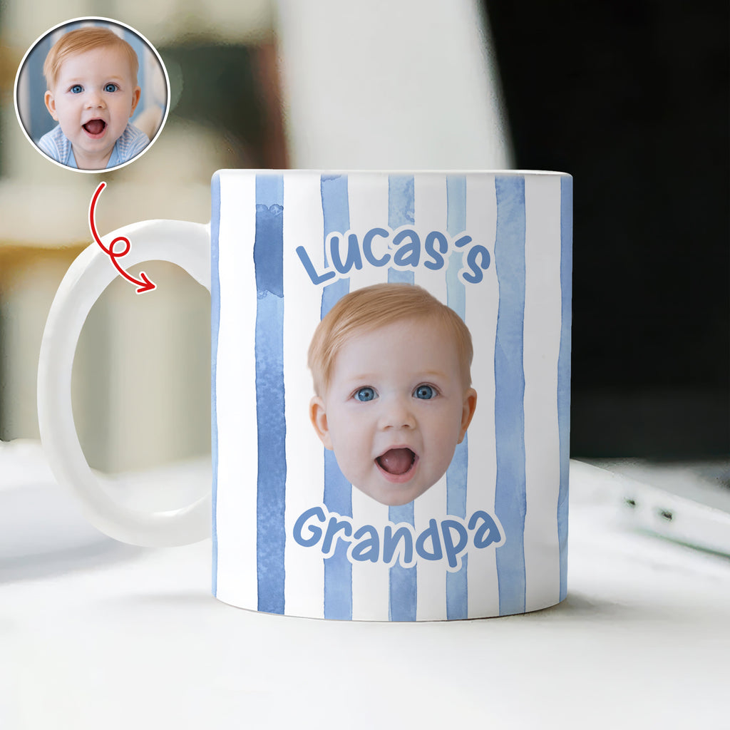 Custom Baby Face Striped Print Full Mug - Gift for Dad, Mom HA75 921732