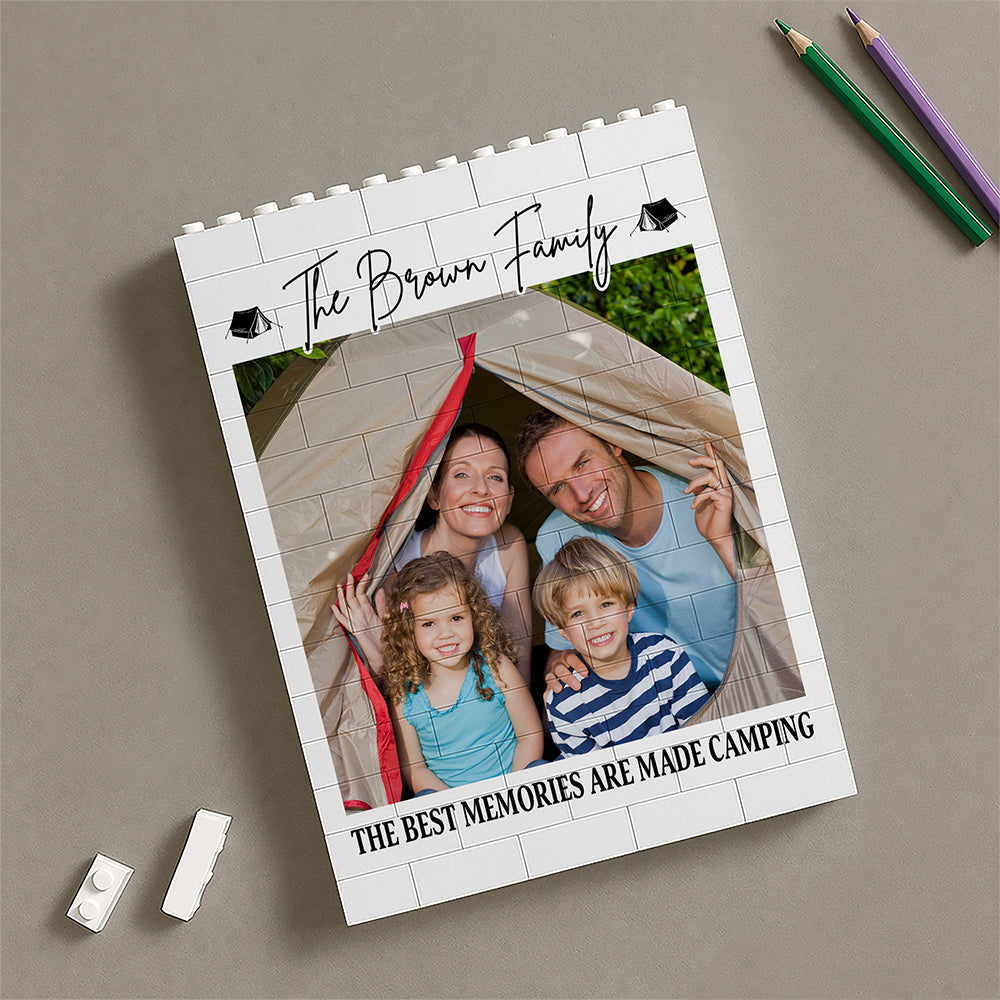 Custom Photo And Family Name Happy Campers Building Brick Blocks TH10 170465