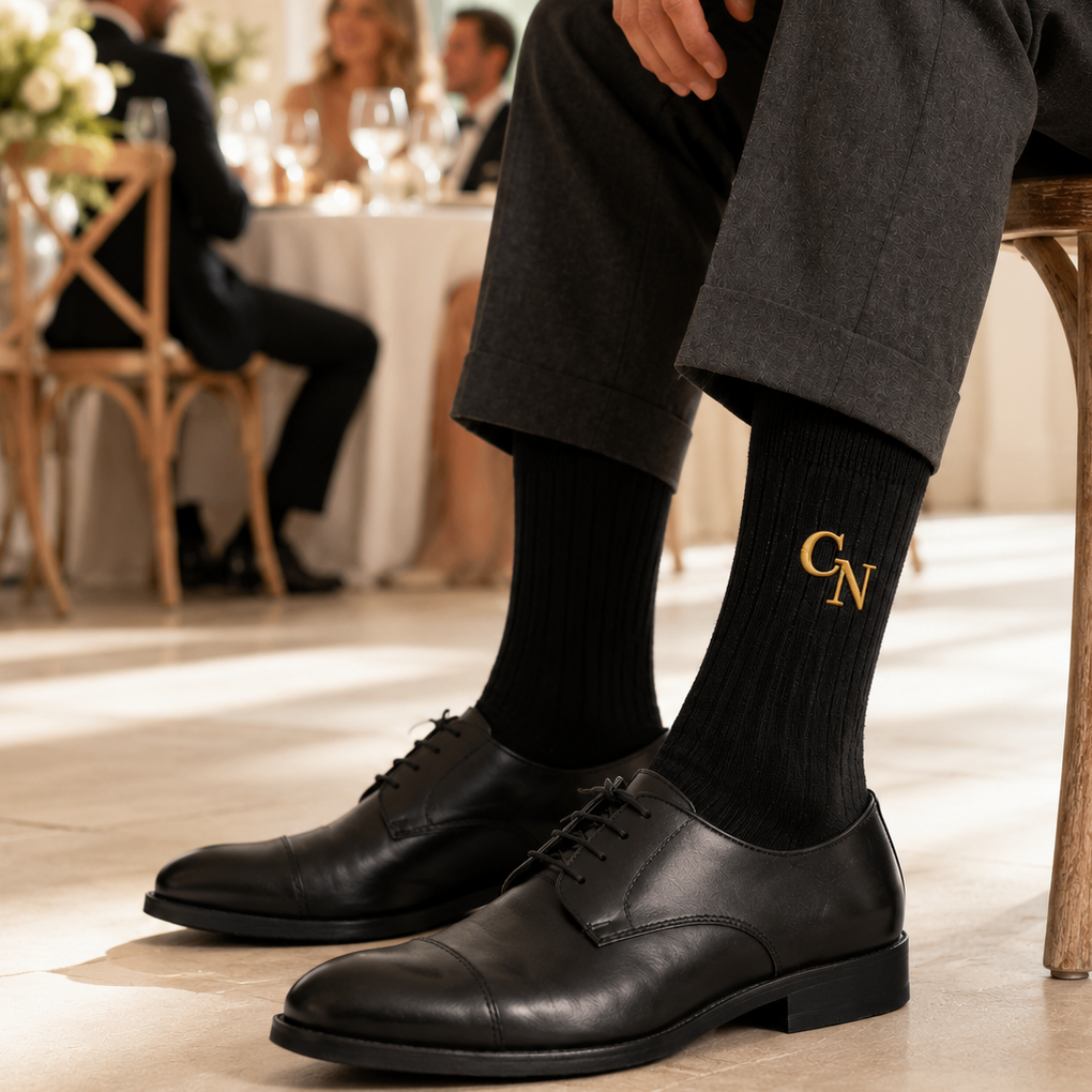 Custom Monogrammed Initial Men's Embroidered Socks, Groomsman, Dress Socks LM32 669535