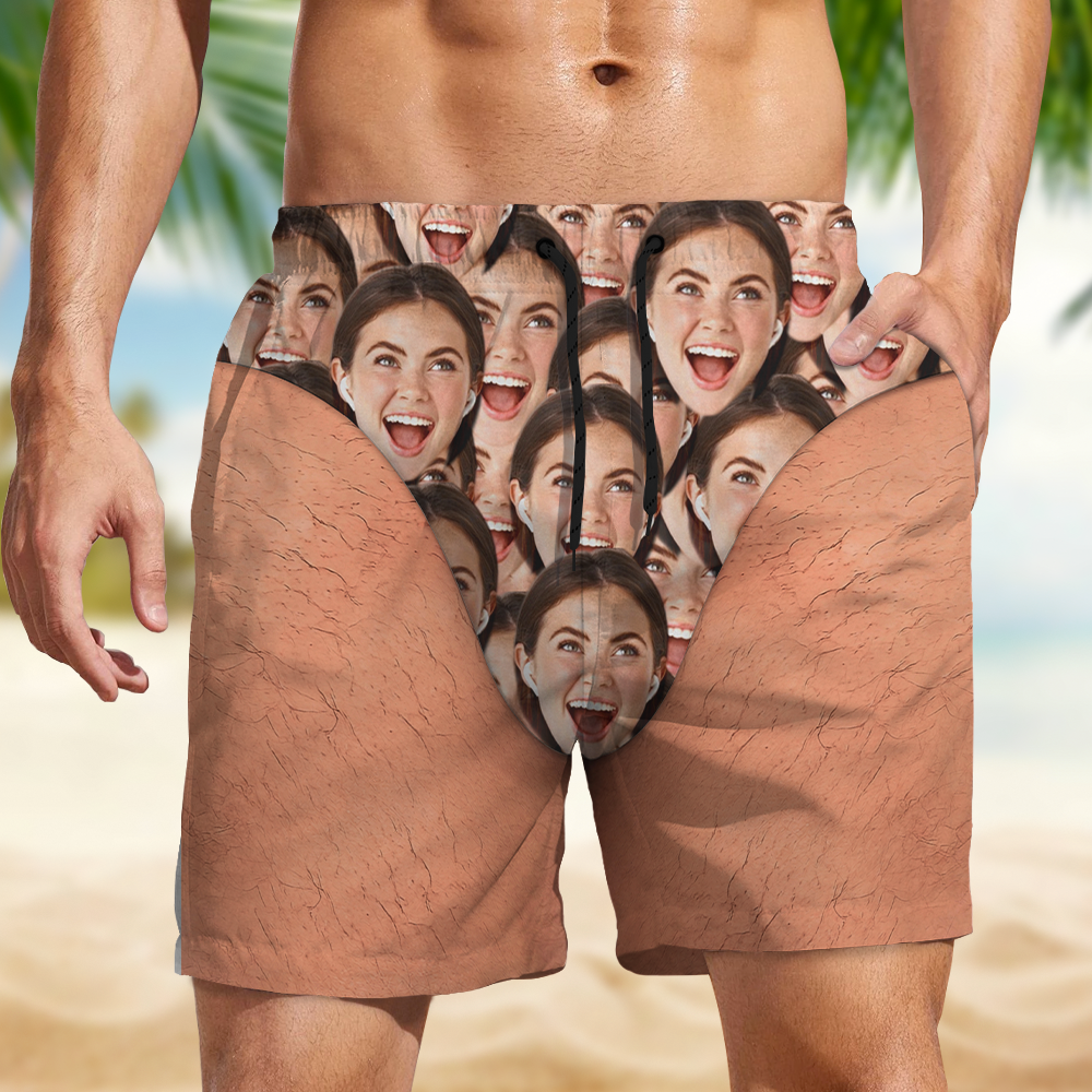 Custom Funny Face Photo Beach Short TH10 170439
