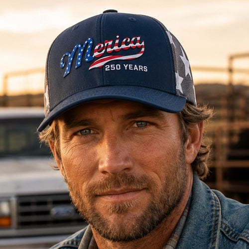 Merica 250 Years USA Patriotic Embroidered Trucker Hat HO82 902718