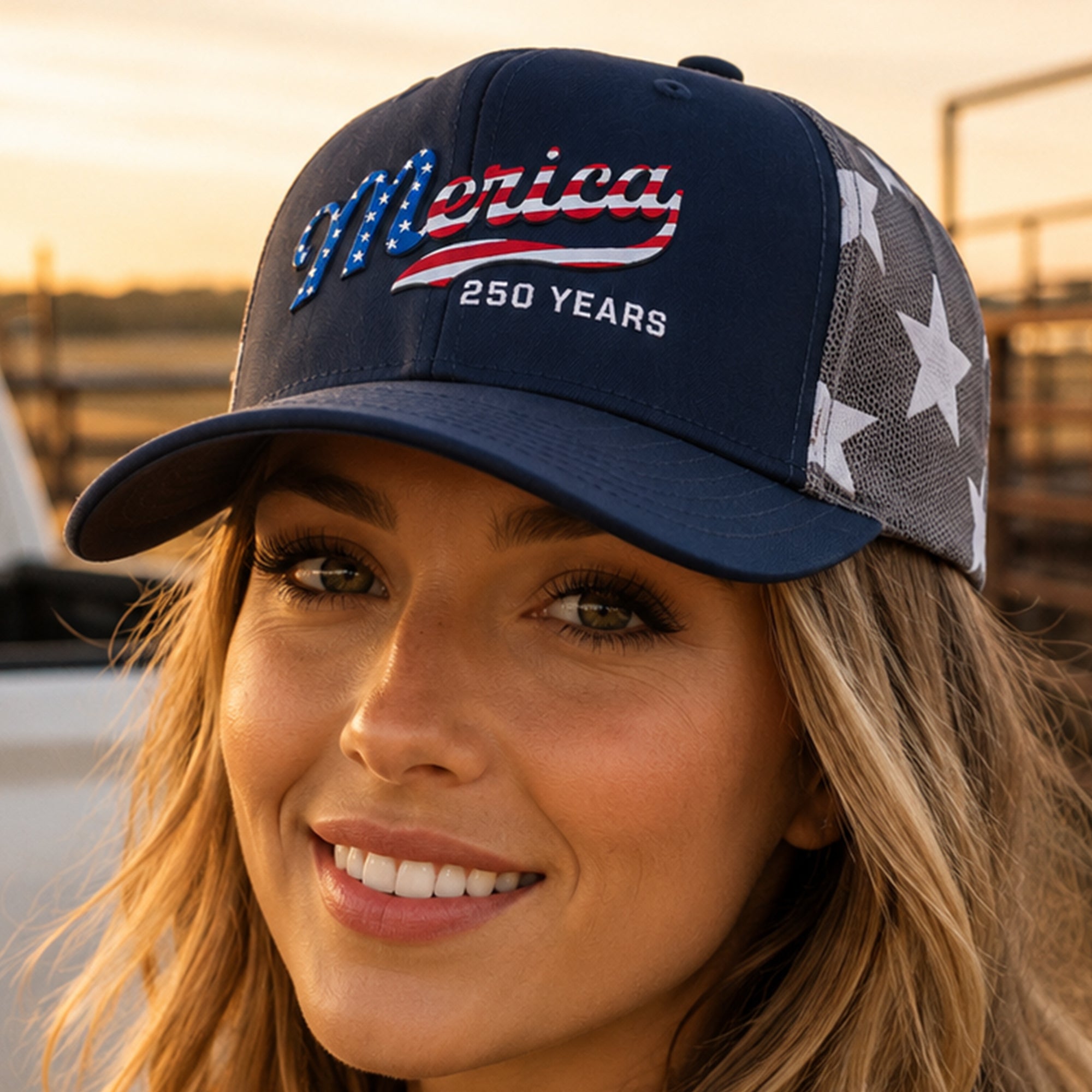 Merica 250 Years USA Patriotic Embroidered Trucker Hat HO82 902718