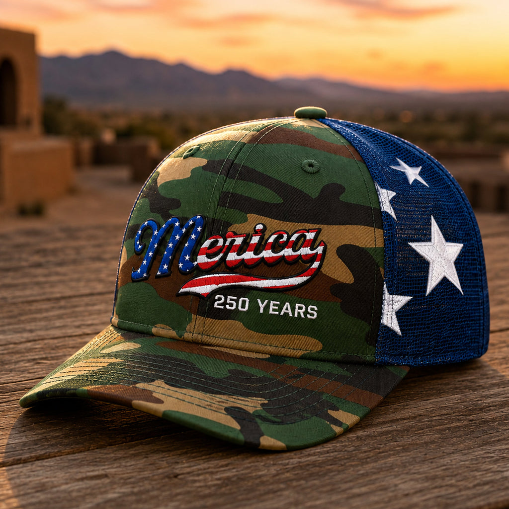 Merica 250 Years USA Patriotic Embroidered Trucker Hat HO82 902718