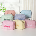 Personalized Name Monogrammed Seersucker Toiletry Bag - Gift For Mom, Girlfriend, Women, Summer Gift HO82 902942