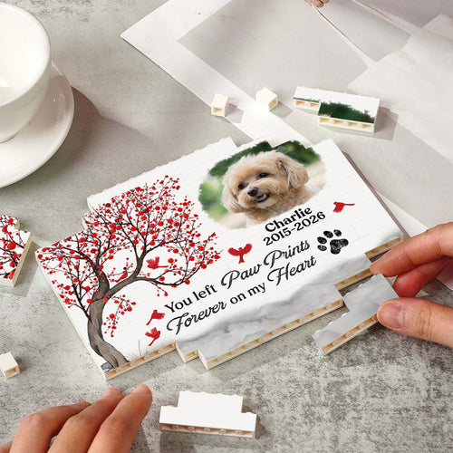 Custom Photo You Left Paw Prints On My Heart Building Block - Personalized Pet Memorial Gift CH07 911646