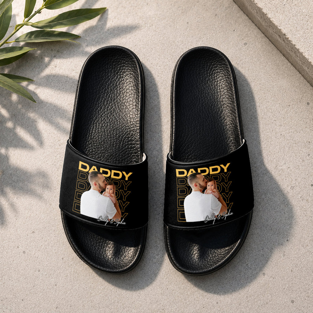 Custom Photo Dad Grandpa Title Personalized Slide Sandals - Gift For Dad Mom, Father's Day HA75 921490