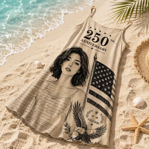 Custom Photo US 250th Anniversary Retro Style Eagle Cami Maxi Dress TH10 170237