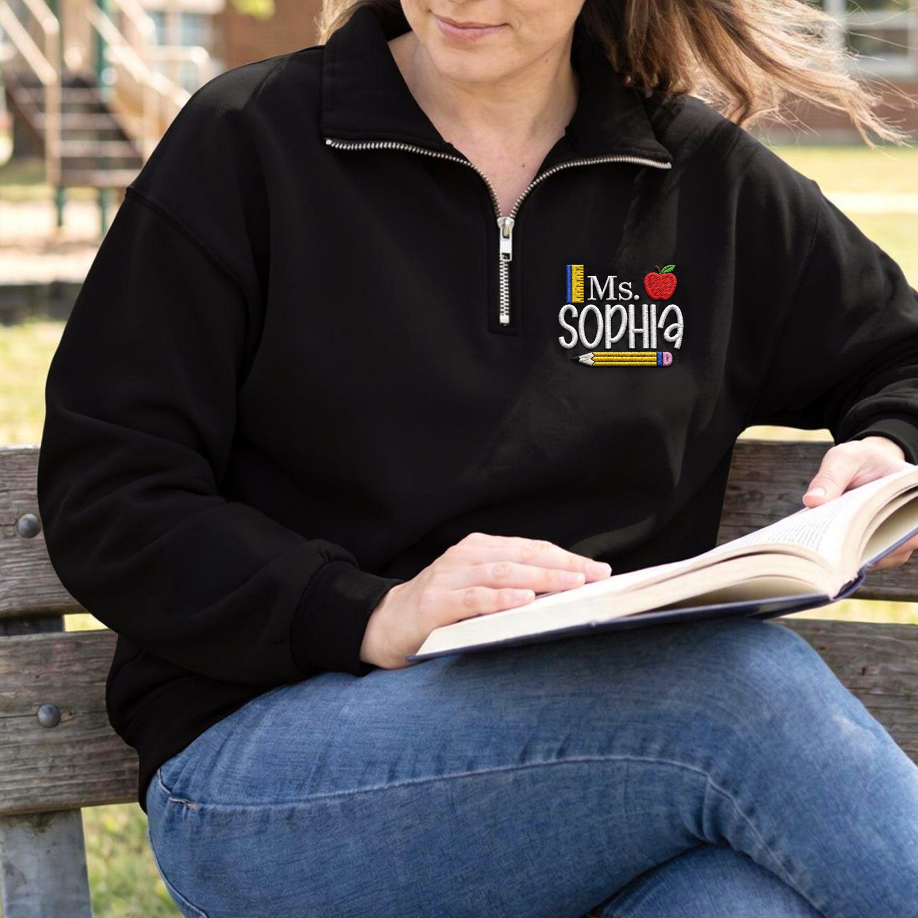 Personalized Teacher Embroidered Quarter Zip Sweatshirt Back to School Teacher Gift CH07 911968