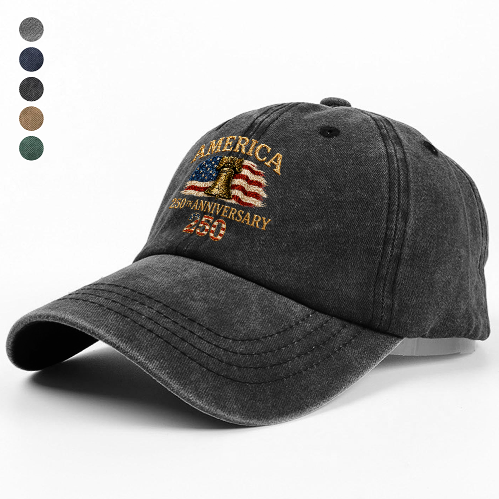 America 250th Anniversary 1776-2026 Patriotic Washed Denim Baseball Cap TH10 170085