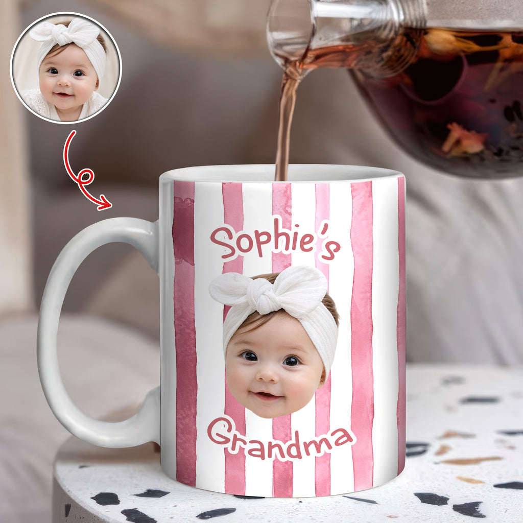 Custom Baby Face Striped Print Full Mug - Gift for Dad, Mom HA75 921732