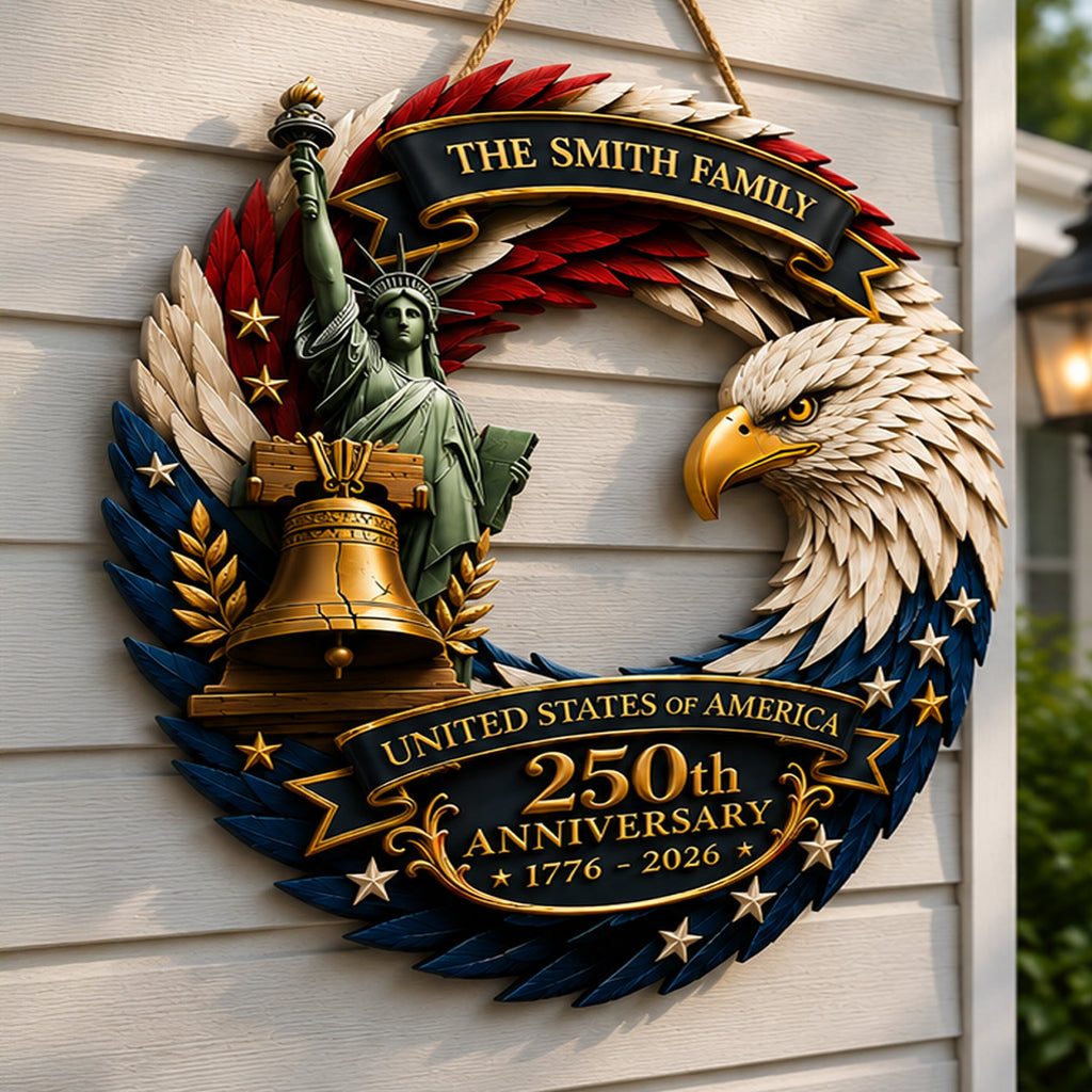 Personalized America 250th Anniversary, 1776-2026 Patriotic Door Sign TH10 170151