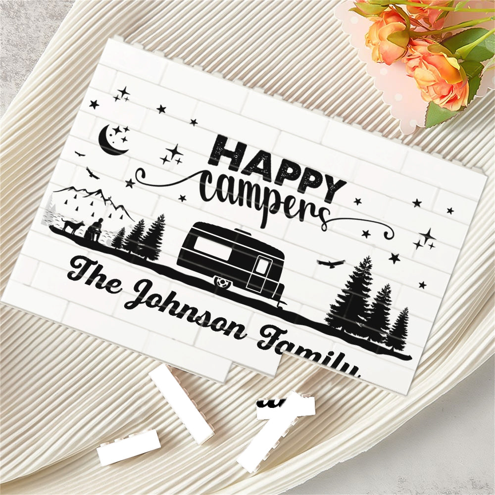 Custom Happy Campers Building Block Plaque - Personalized Camping Gift For Families TH10 170467