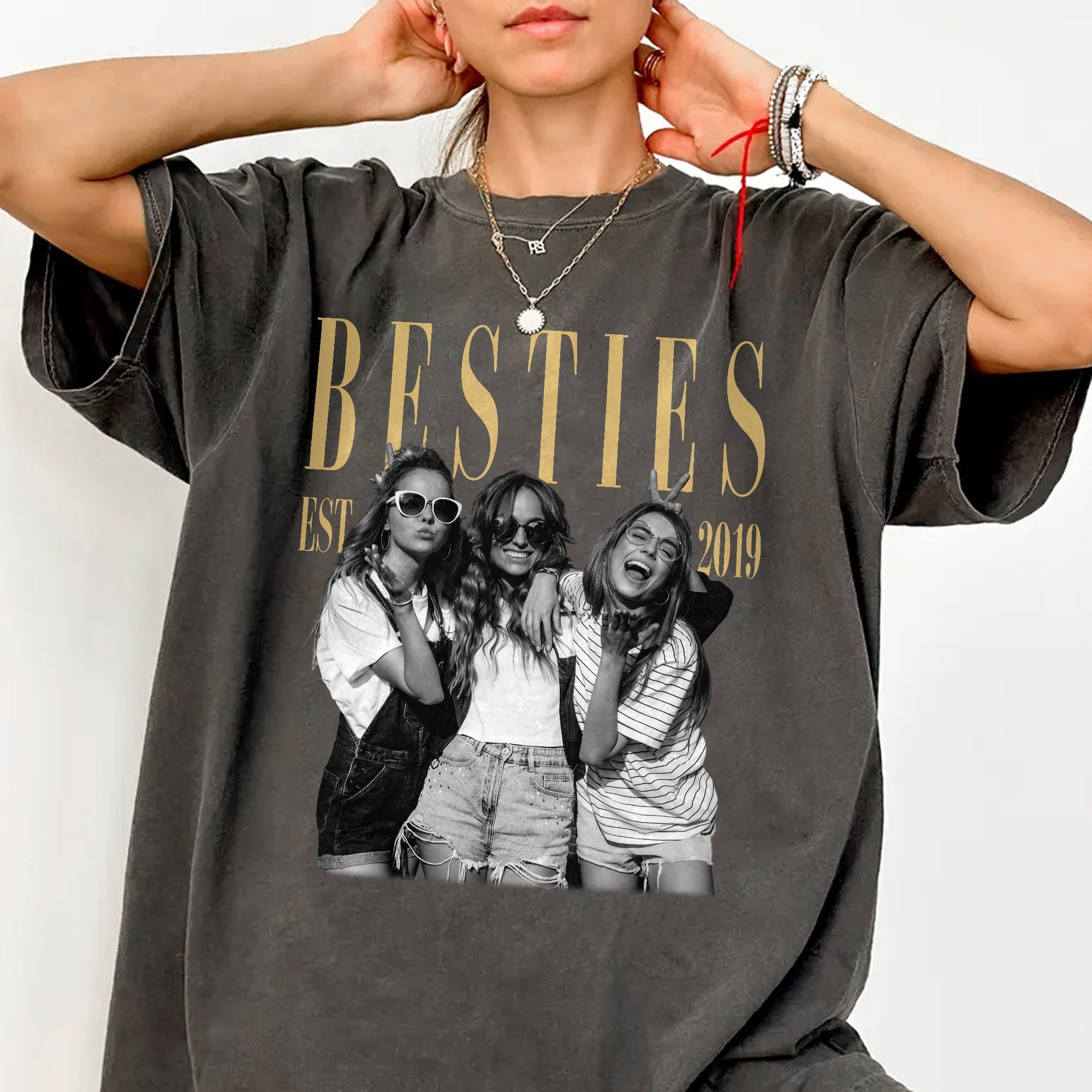 Custom Photo Vintage Photo Bestie Comfort Shirt Friendship Gift, Birthday Gift for Friend, BFF HA75 921800