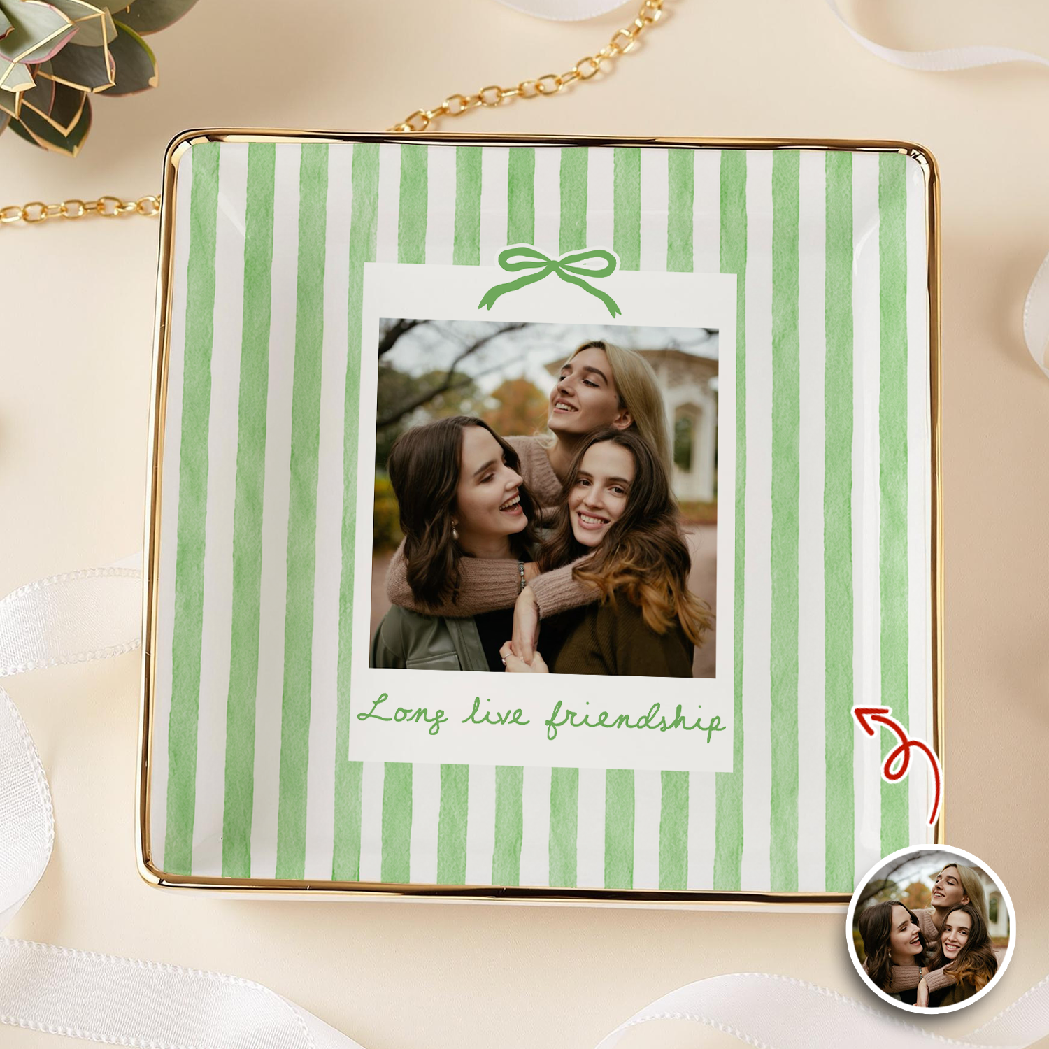 Personalized Bestie Photo Love You Bestie Ring Dish, Birthday Gifts For Bestie TH10 170459