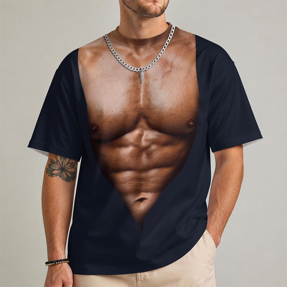 Personalized Funny Hairy Chest Illusion 3D Shirt - Novelty Gift for Men CH07 180124