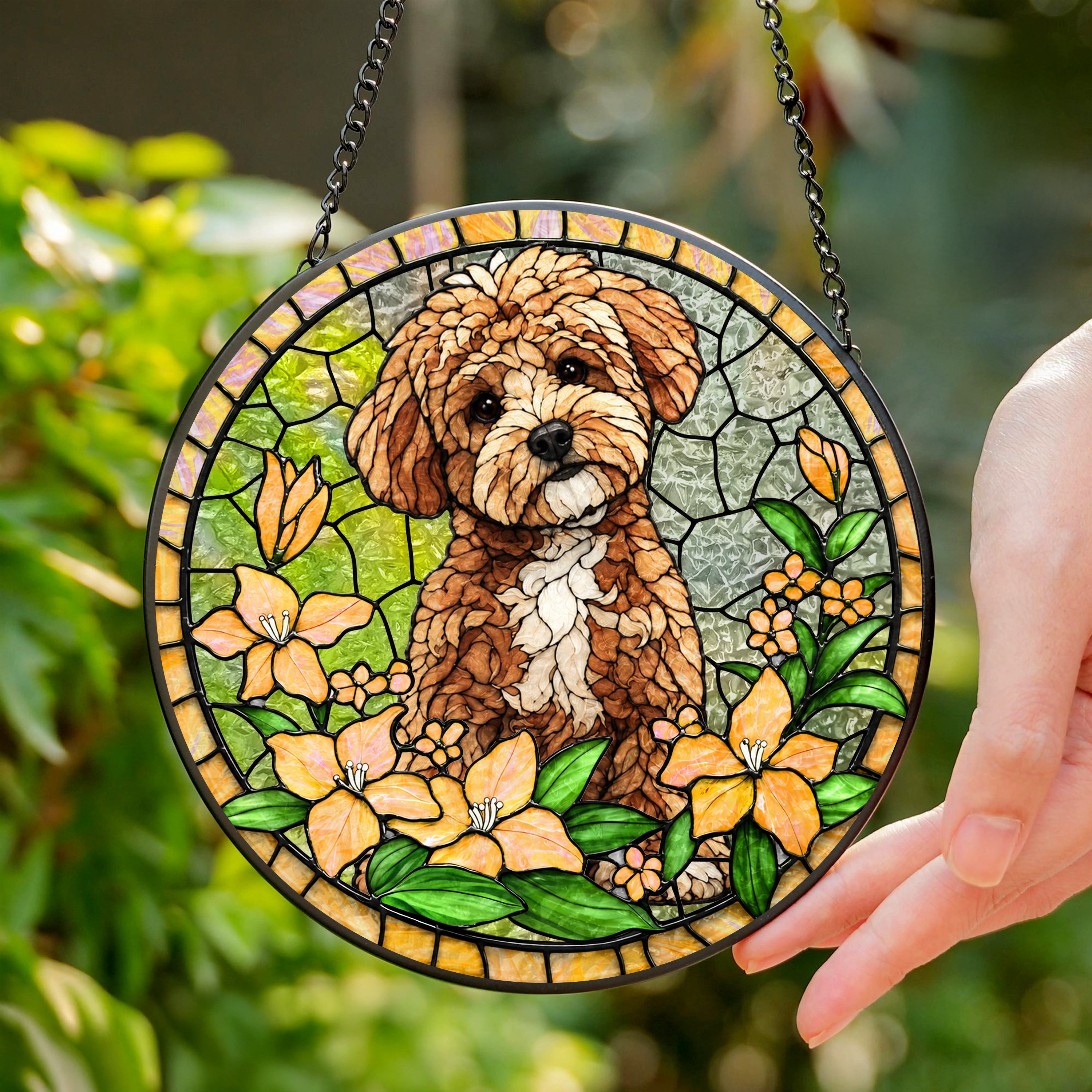 Custom Dog Cat Portrait Photo Stained Glass Suncatcher, Pet Memorial Gift LM32 669525