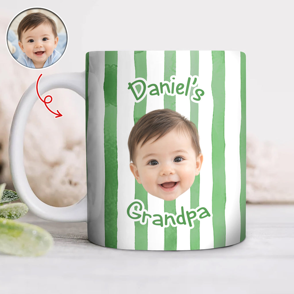 Custom Baby Face Striped Print Full Mug - Gift for Dad, Mom HA75 921732