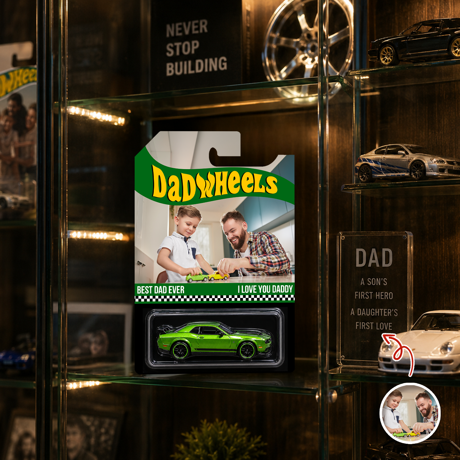 Custom Photo Best Dad Ever Wheels Package, Customized Dadwheels CH07 911658