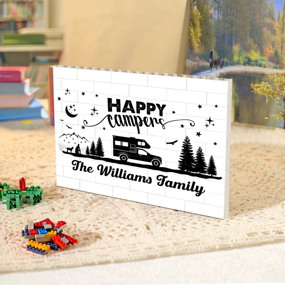 Custom Happy Campers Building Block Plaque - Personalized Camping Gift For Families TH10 170467