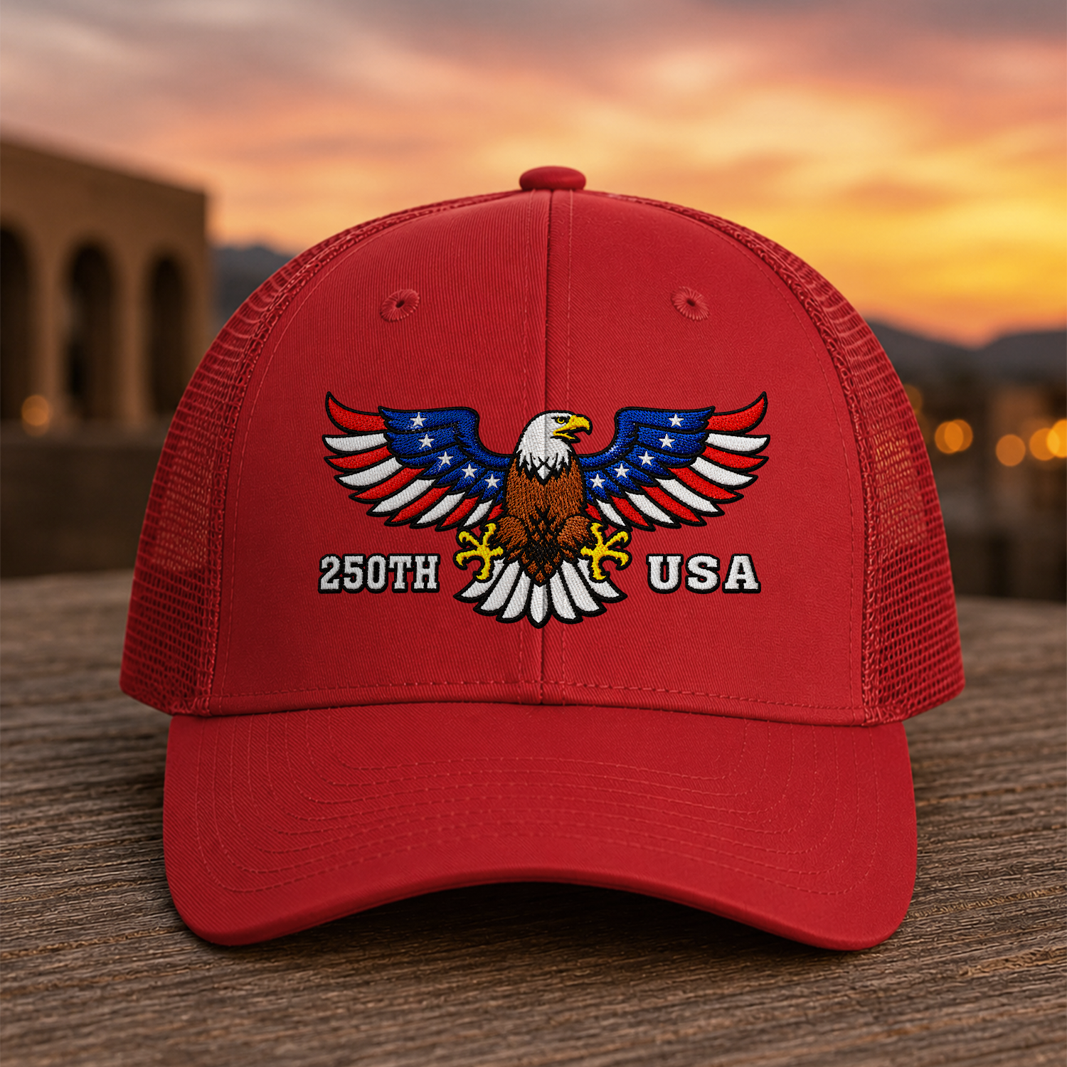 250th Anniversary USA Patriotic Embroidered Trucker Hat CH07 911944