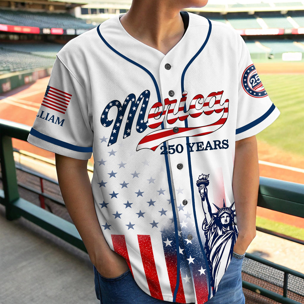 Personalized USA 250th Anniversary Patriotic Statue of Liberty Merica 250 Baseball Jersey Shirt HO82 902896