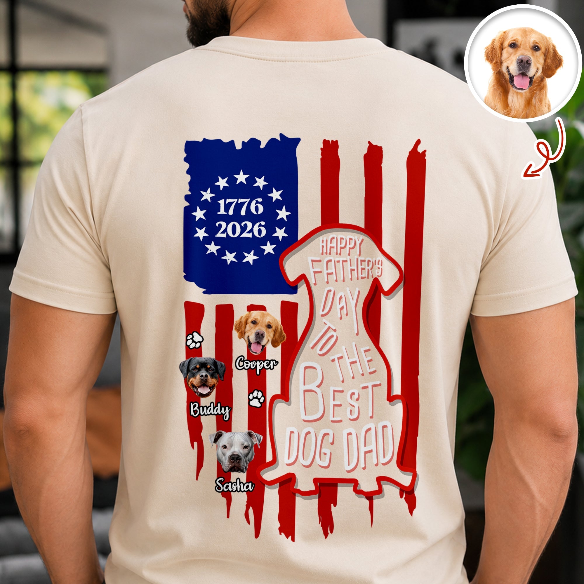 Custom Photo Happy Father's Day To Best Dog Dad Flag Back Comfort Shirt HO82 902792