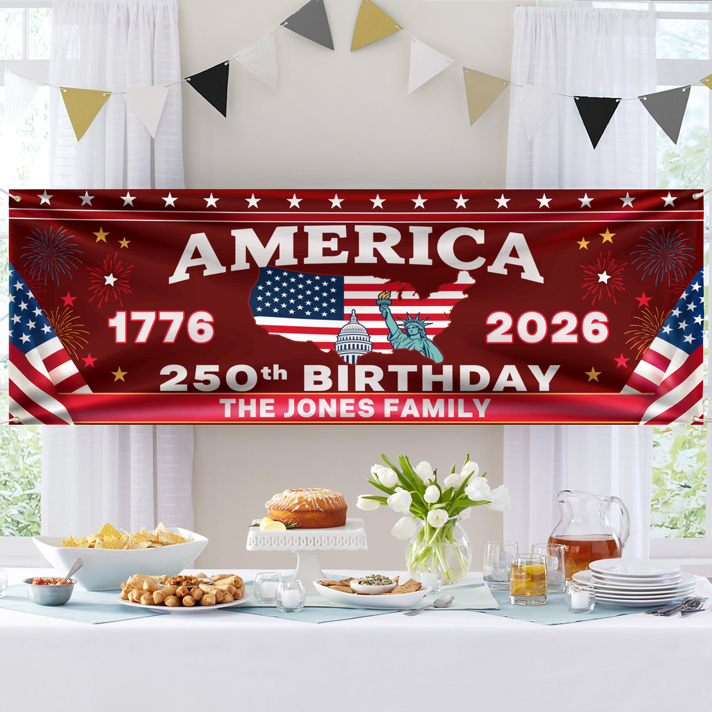 Custom 250th Anniversary America Banner 1776-2026, USA Patriotic Garden Flag, Independence Day Party Decor LM32 669279