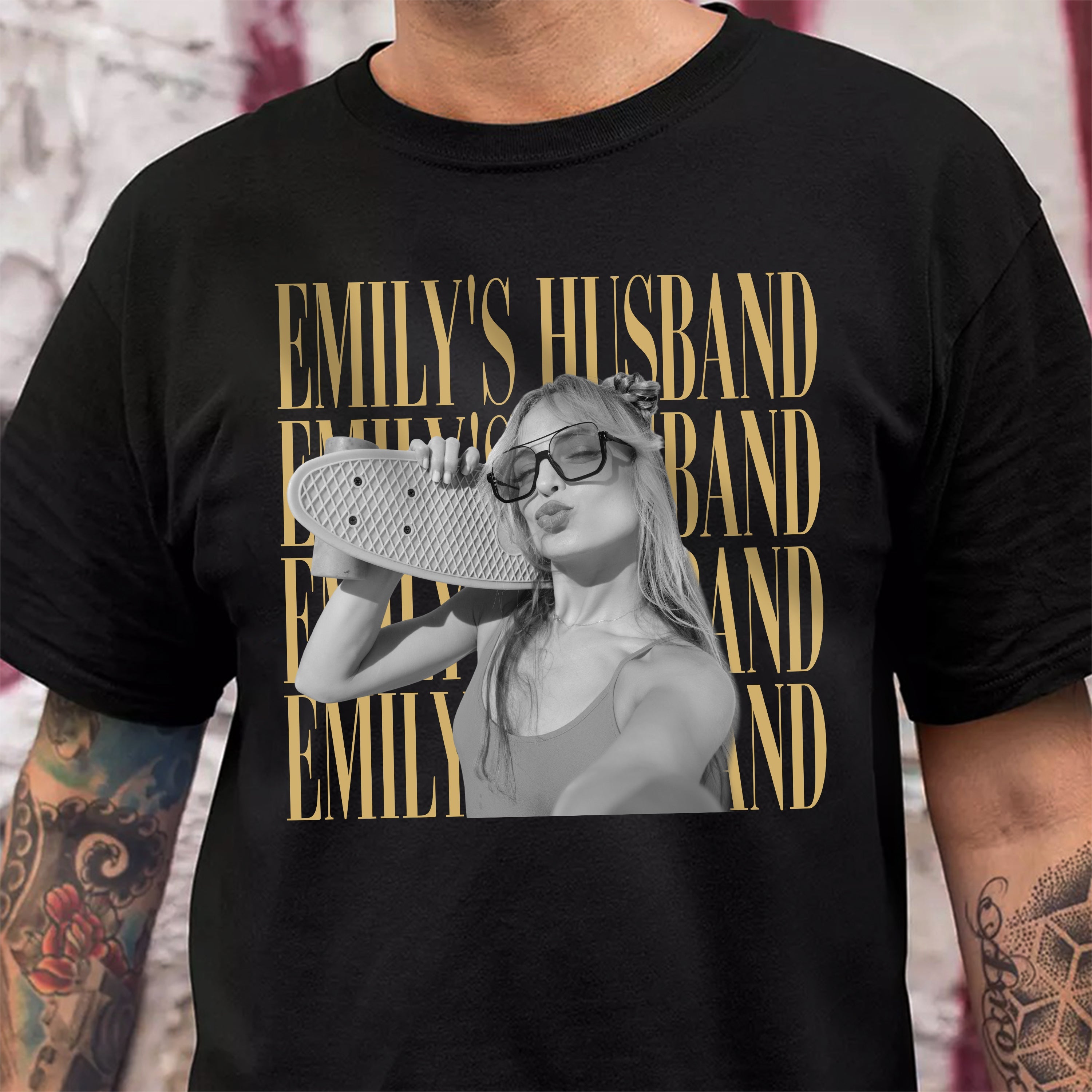 Custom Vintage Photo Wife, Husband Dark Shirt - Personalized Anniversary Gift HA75 921584
