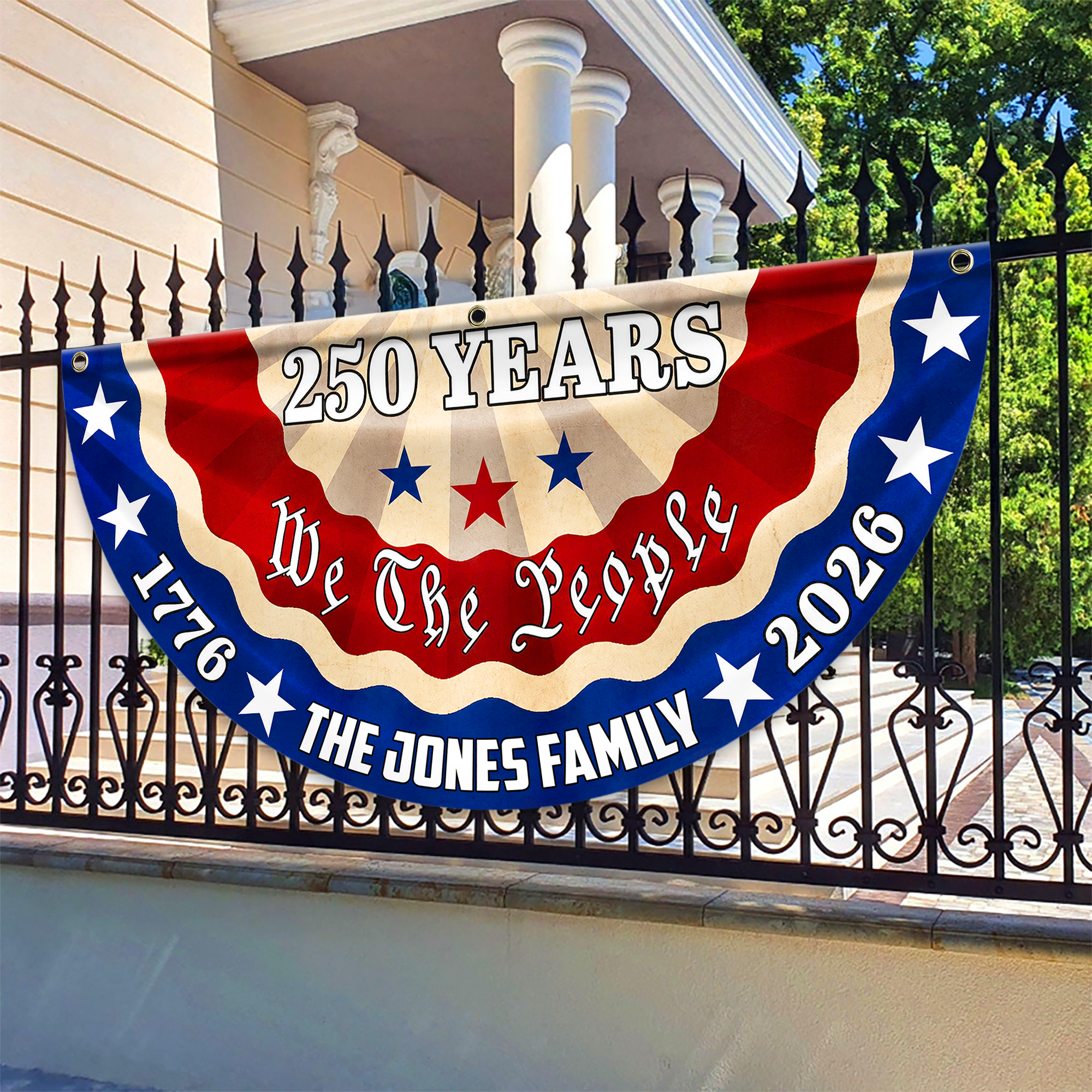 Custom Family Name 250 Years We The People Non-Pleated Fan Flag CH07 911688