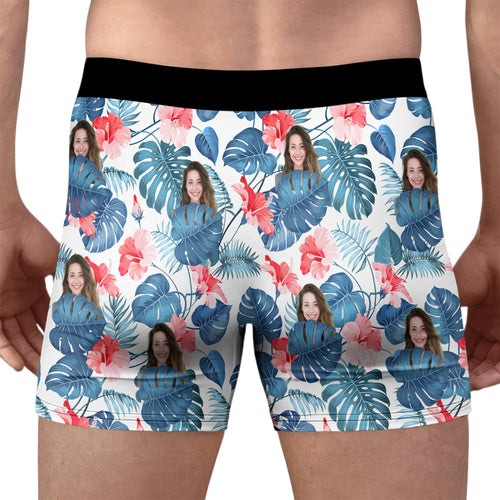 Custom Photo Tropical Floral Boxers - Personalized Gift For Husband, Boyfriend TH10 169705