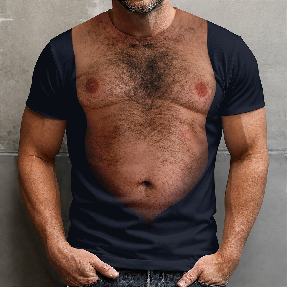 Personalized Funny Hairy Chest Illusion 3D Shirt - Novelty Gift for Men CH07 180124