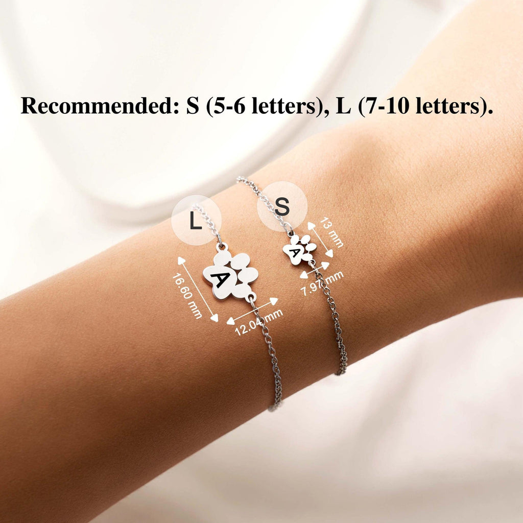 Personalized Pet Name Paw Print Bracelet, Minimalist Dog Cat Paw Jewelry LM32 669429