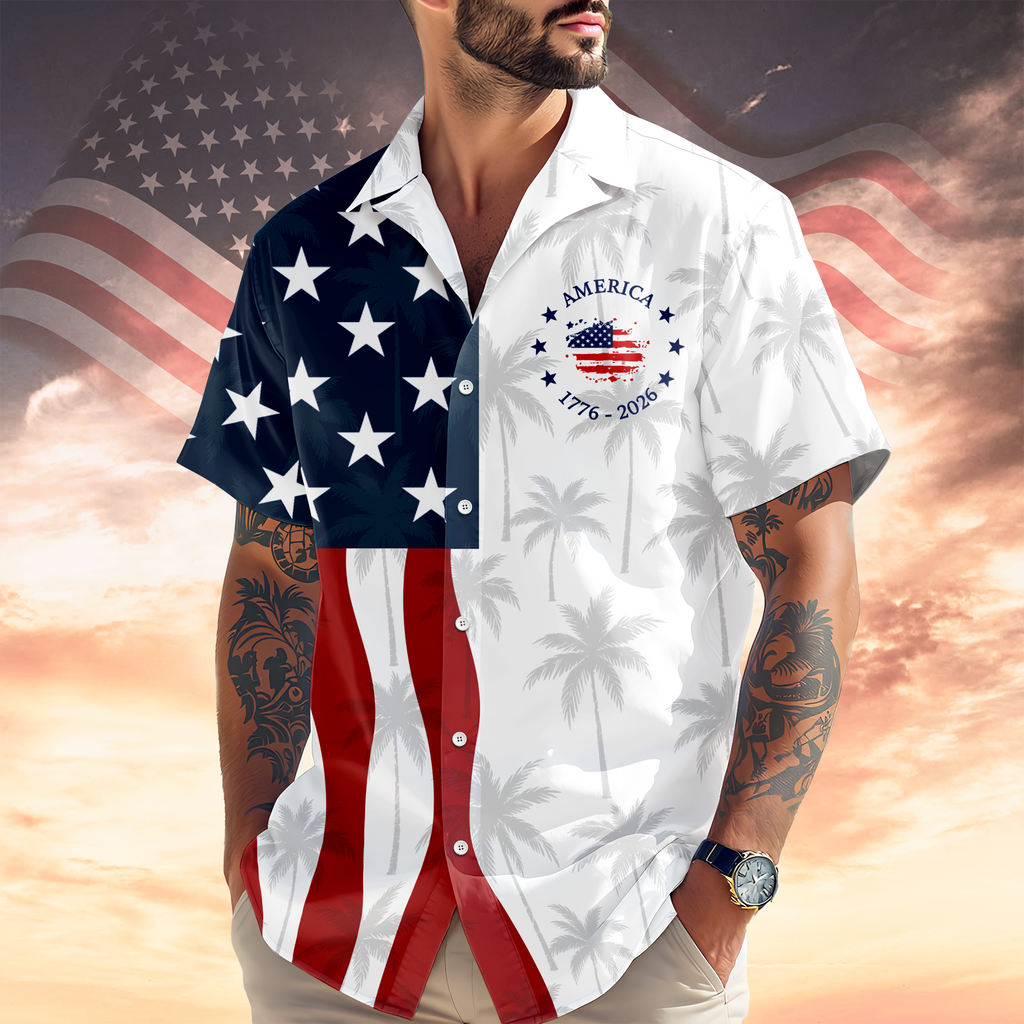 250th Anniversary America Hawaiian Shirt, Patriotic USA 1776-2026 Aloha Shirt TH10 170145