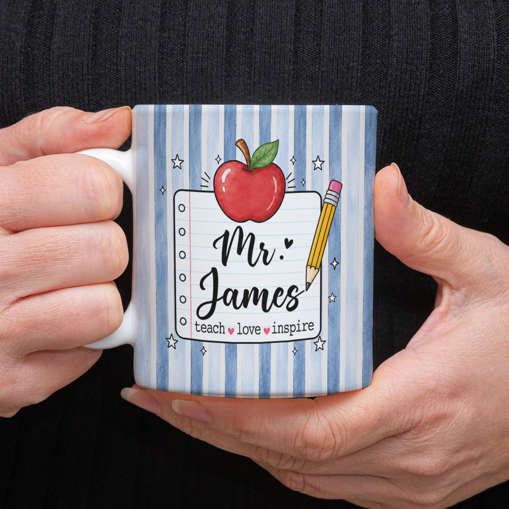 Custom Name Teach Love Inspire Print Full Mug - Personalized Teacher Gift CH07 180052
