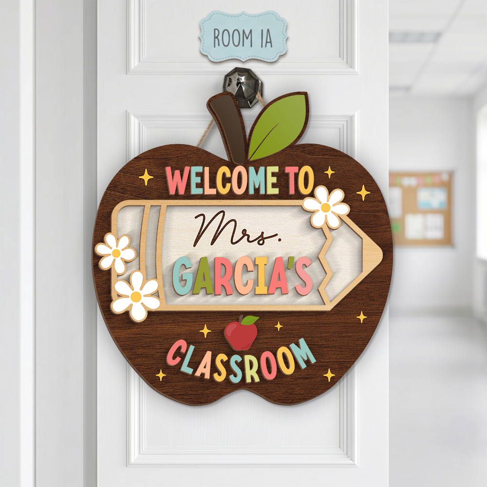Personalized Welcome to My Classroom Door Sign Back to School Teacher Gift TH10 170315