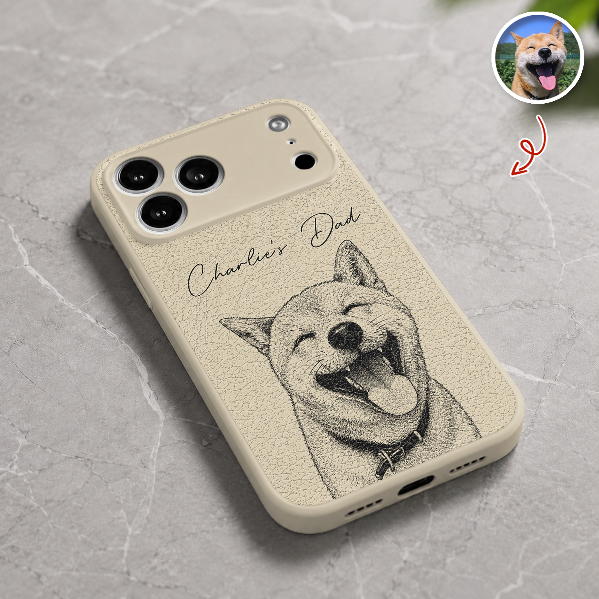Custom Dog Dad, Dog Mom, Cat Dad, Cat Mom Personalized Leather Phone Case HA75 921888