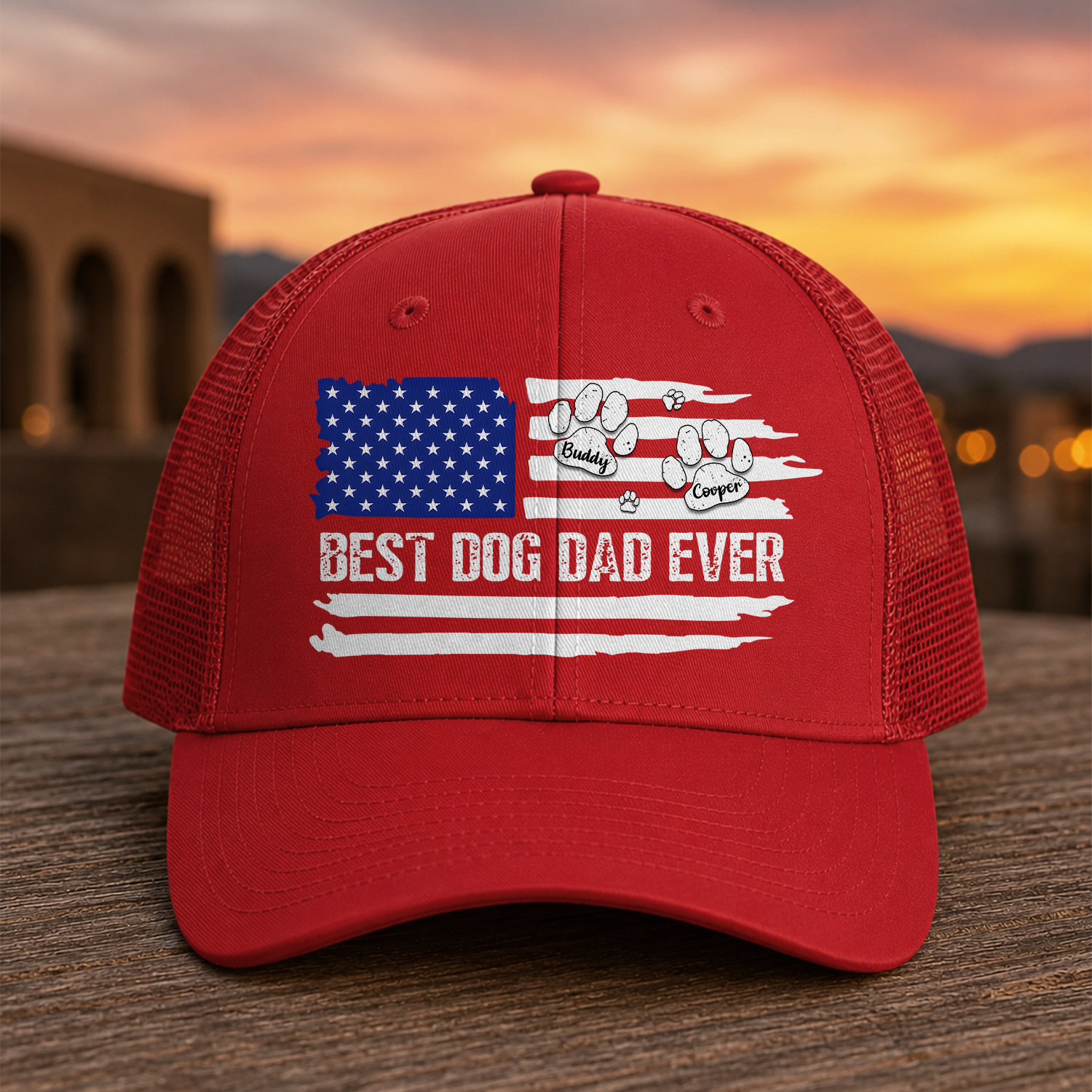 Personalized Best Dog Dad, Dog Mom Ever America Flag Trucker Hat For Dog Lover TH10 170267