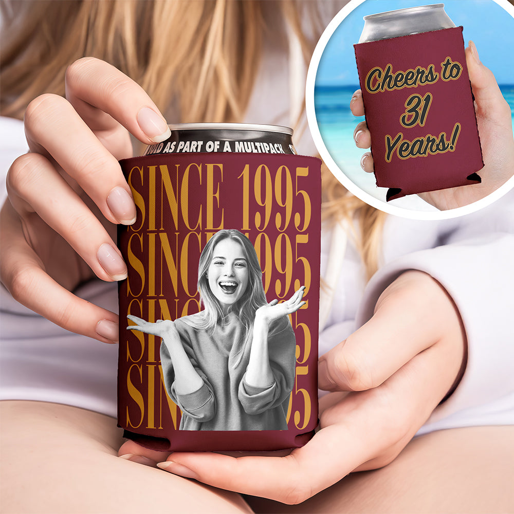 Personalized Photo Vintage Can Cooler Holder - Party Favor, Birthday Gift HO82 902990