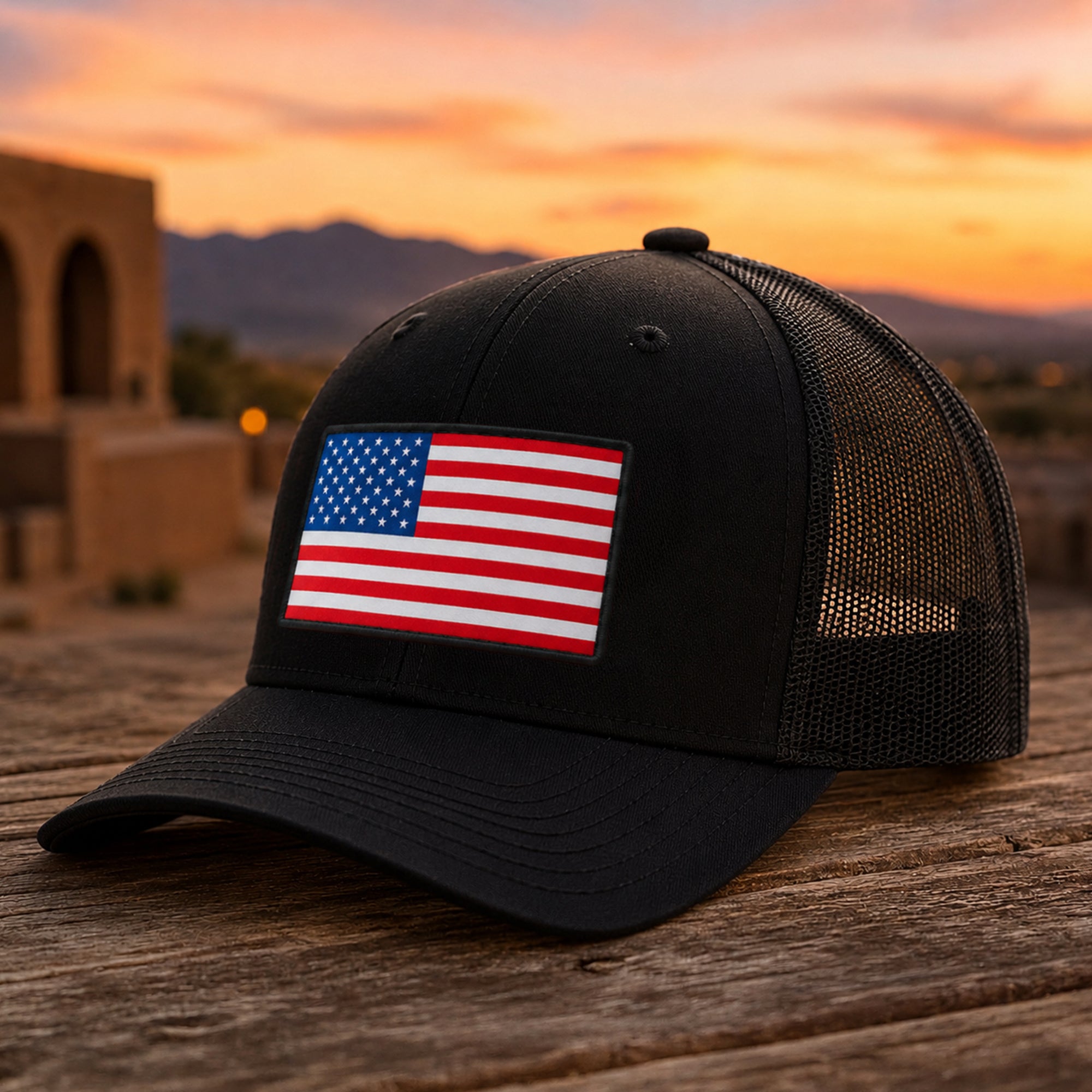 Patriotic American Flag Embroidered Trucker Hat HO82 902880