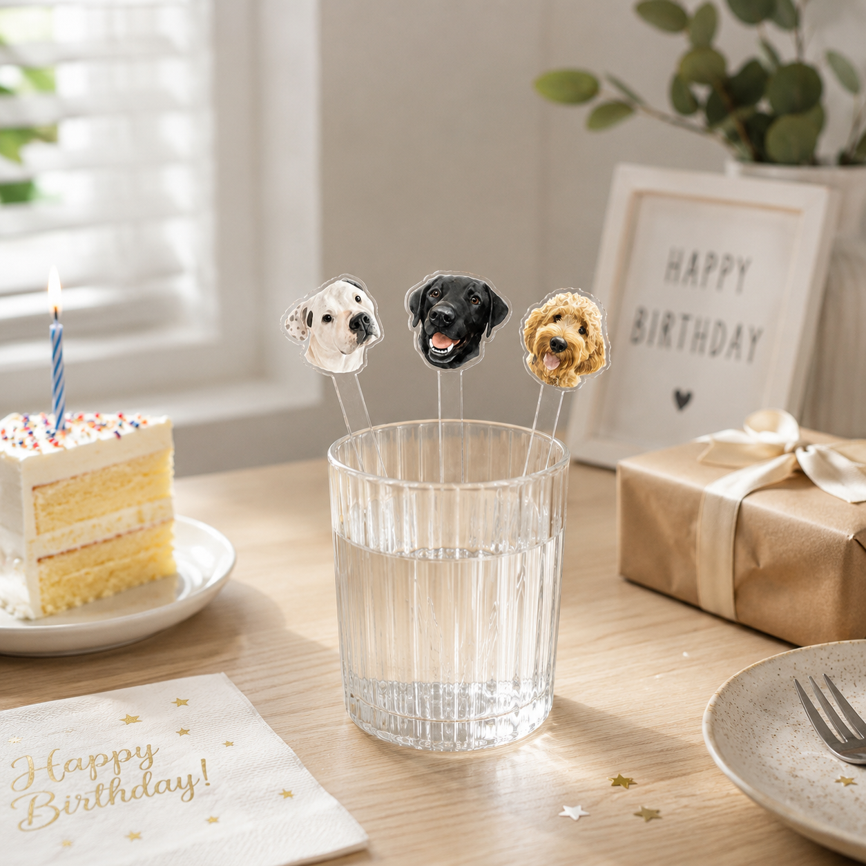 Custom Funny Dog Cat Face Cocktail Drink Stirrers Party Decoration LM32 669473