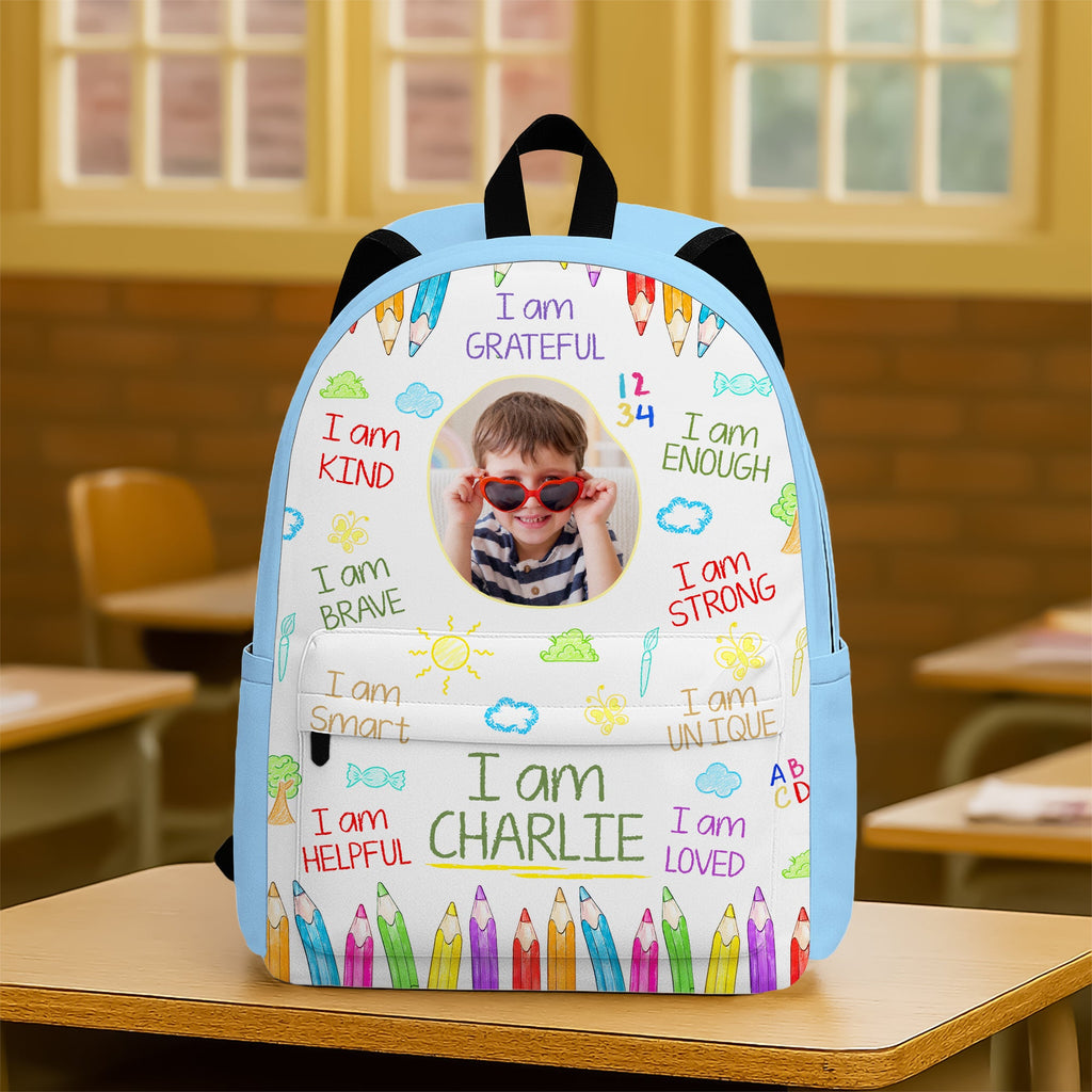 Personalized Kid Photo I Am Kind Smart Loved Affirmations Backpack For Kids HA75 921658